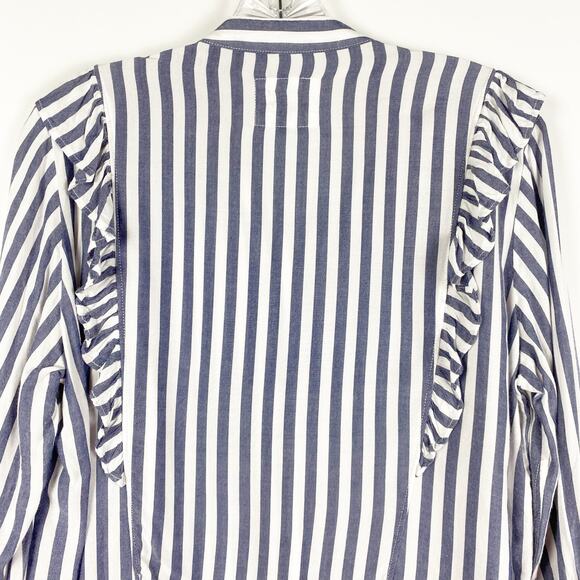Rails Piper Ocean White Stripe Ruffled Tie Front Button Up Blouse Womens Size S - Picture 10 of 13